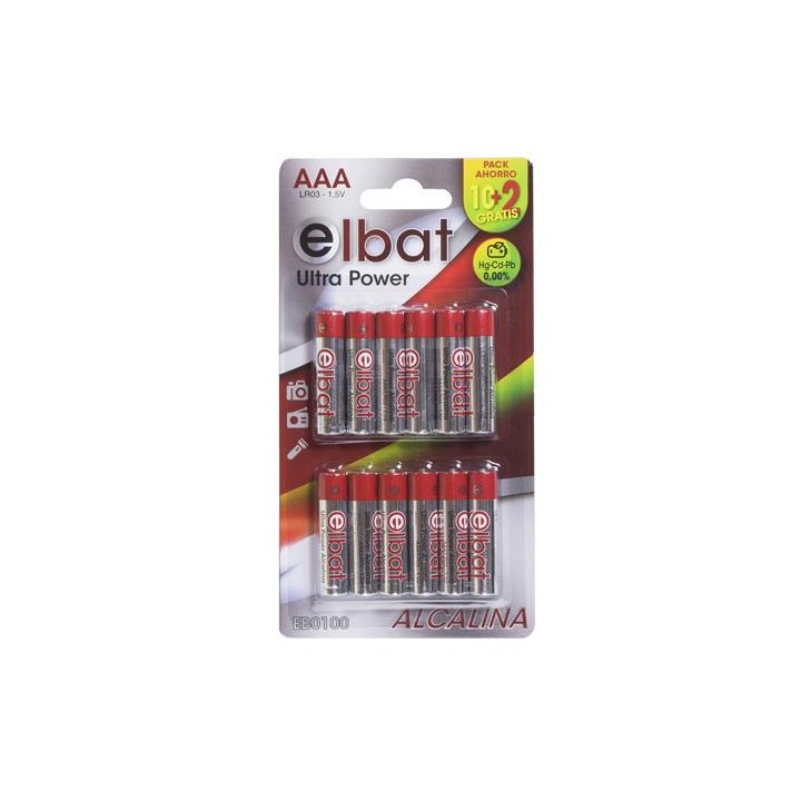 Pilas Alcalinas Elbat Lr03 AAA 12 Uds