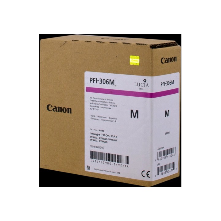 DESCATALOGADO - Tinta Original CANON PFI306 6659B001 Magenta (330 ml)