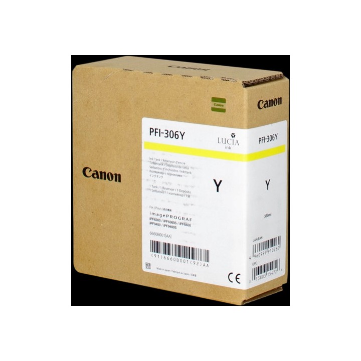 DESCATALOGADO - Tinta Original CANON PFI306 6660B001 Amarillo (330 ml)