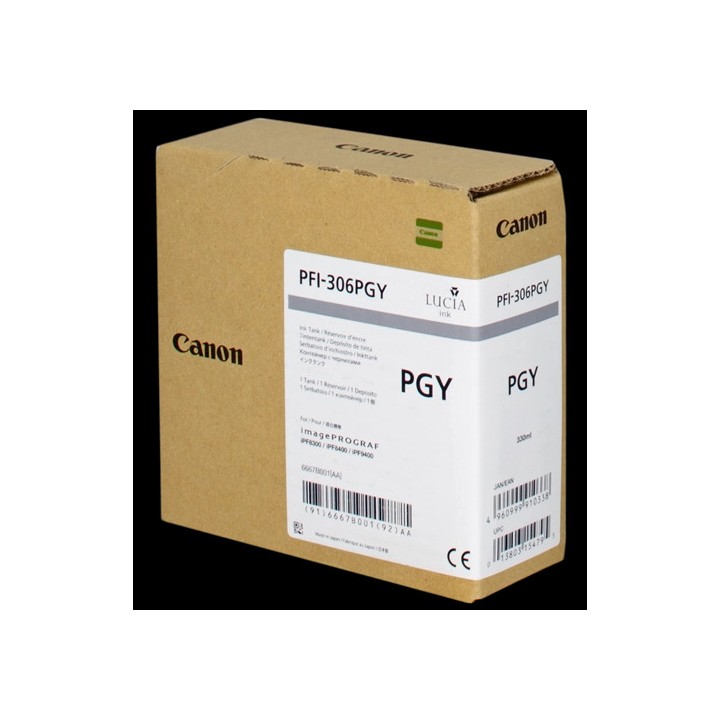 DESCATALOGADO - Tinta Original CANON PFI306 6667B001 Gris Foto (330 ml)