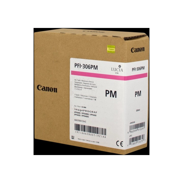 Tinta Original CANON PFI306 6662B001 Magenta Foto (330 ml)