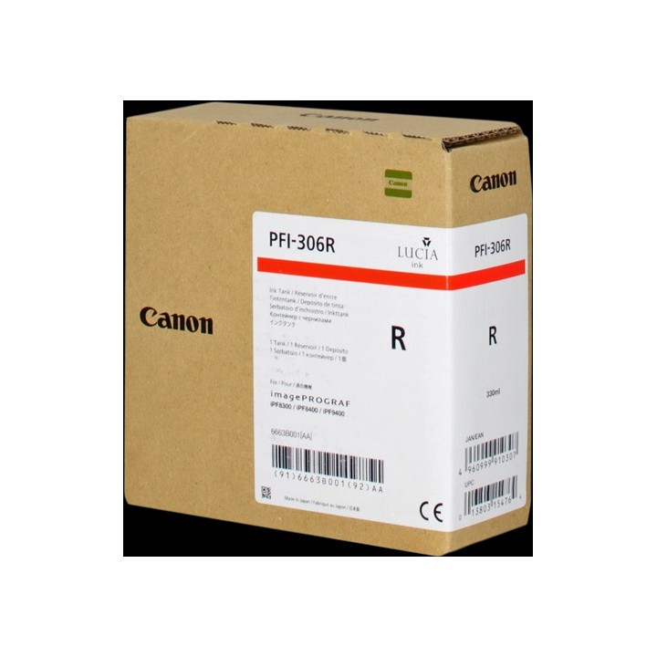 Tinta Original CANON PFI306 6663B001 Rojo (330 ml)