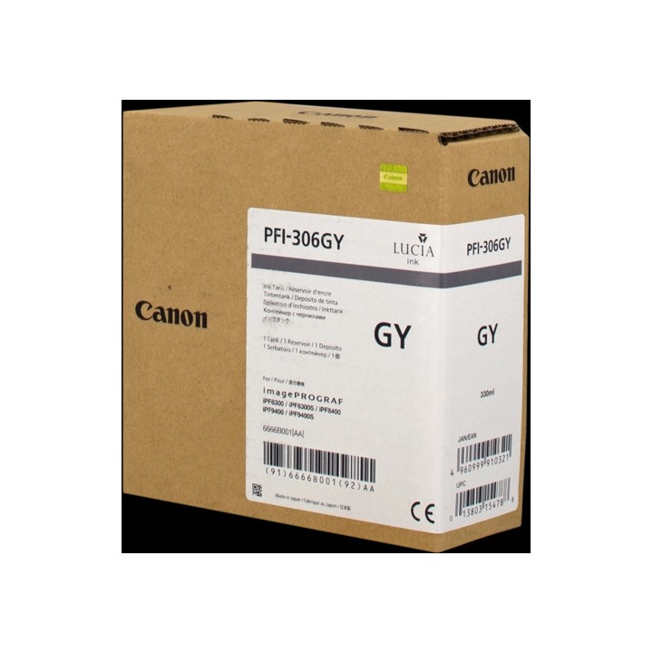 DESCATALOGADO - Tinta Original CANON PFI306 6666B001 Gris (330 ml)