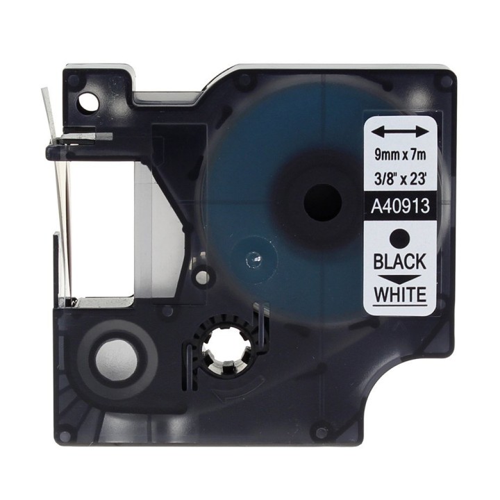 D1 40913 S0720680 DYMO Etiquetas Adhesivas Compatibles (9mm x 7M) Negro Blanco S0720680