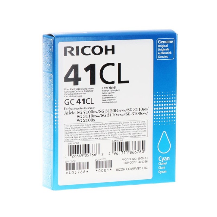 Tinta Gel Original RICOH GC41CL 405766 Cyan para SG-3110 (0. 6k)