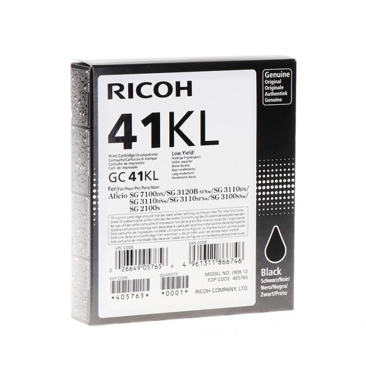 Tinta Gel Original RICOH GC41KL 405765 Negro para SG-3110 (0. 6k)