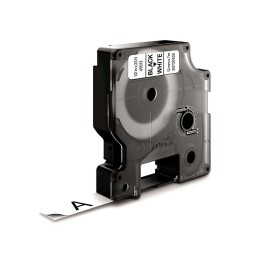 D1 45013 S0720530 DYMO Etiquetas Adhesivas Originales (12mm x 7M) Negro Blanco