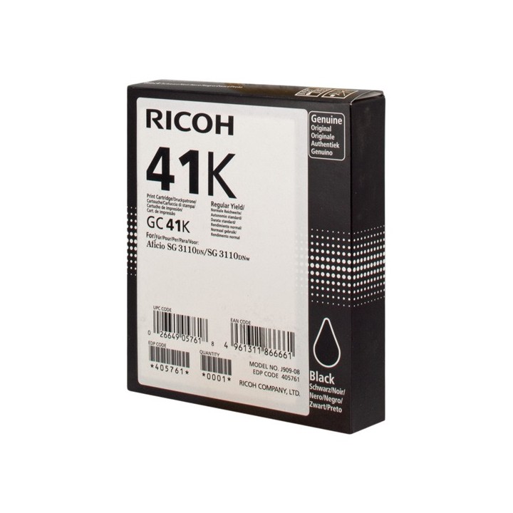 Tinta Gel Original RICOH GC41 405761 Negro para SG-3110 (2. 5k)