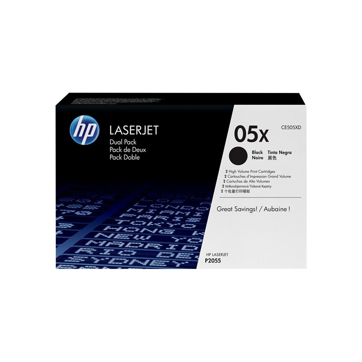 Toner Original HP CE505XD (Value Pack 2 uds) Negro