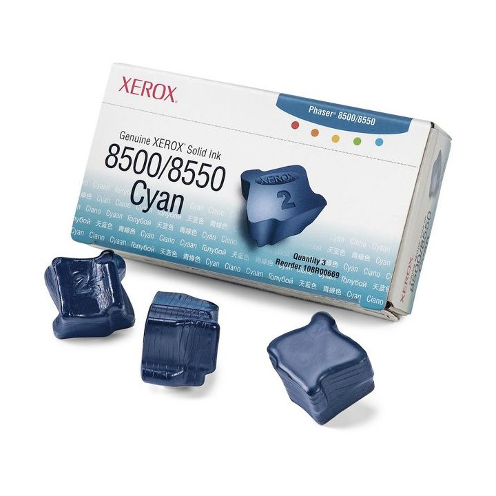 Tinta Sólida Original XEROX 108R00669 Cyan para Phaser 8500 8550 (Pack 3 Uds)