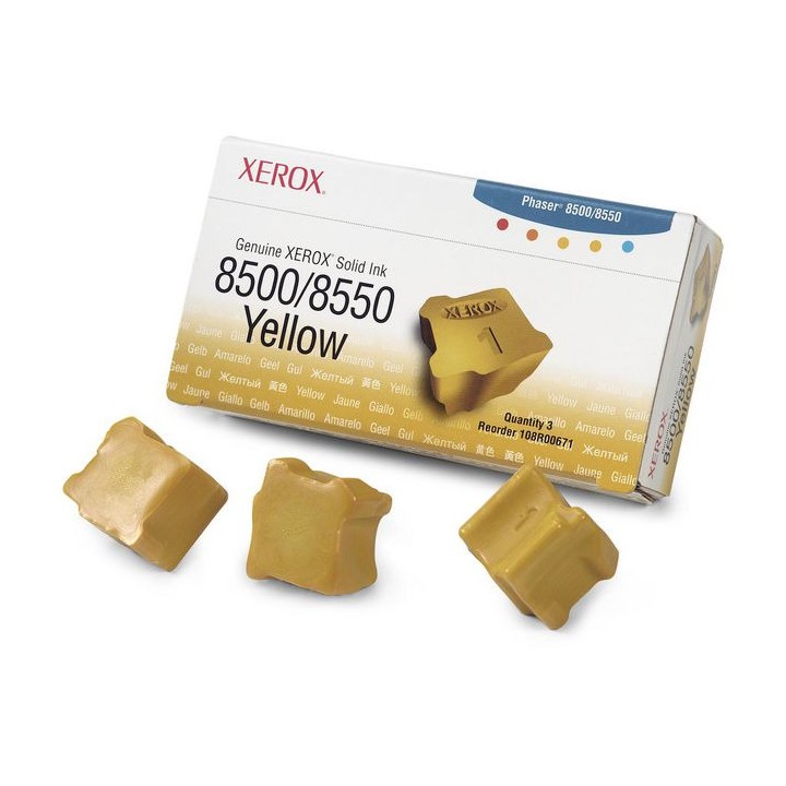 Tinta Sólida Original XEROX 108R00671 Amarillo para Phaser 8500 8550 (Pack 3 Uds)