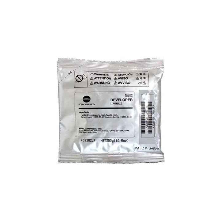 DV411 A202550 Bolsa de Revelador Original KONICA MINOLTA Bizhub 223 363 121k