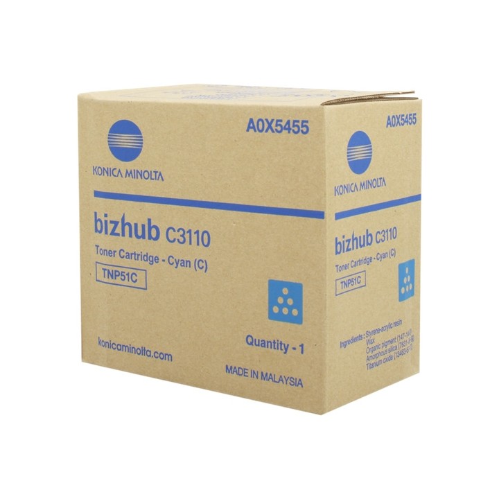 Toner Original KONICA MINOLTA TNP51C A0X5455 Cyan para Bizhub C3110 (6k)