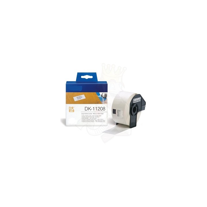 DK11208 BROTHER Etiquetas Adhesivas Compatibles - 38x90 mm - 400 Uds. - Texto Negro fondo Blanco