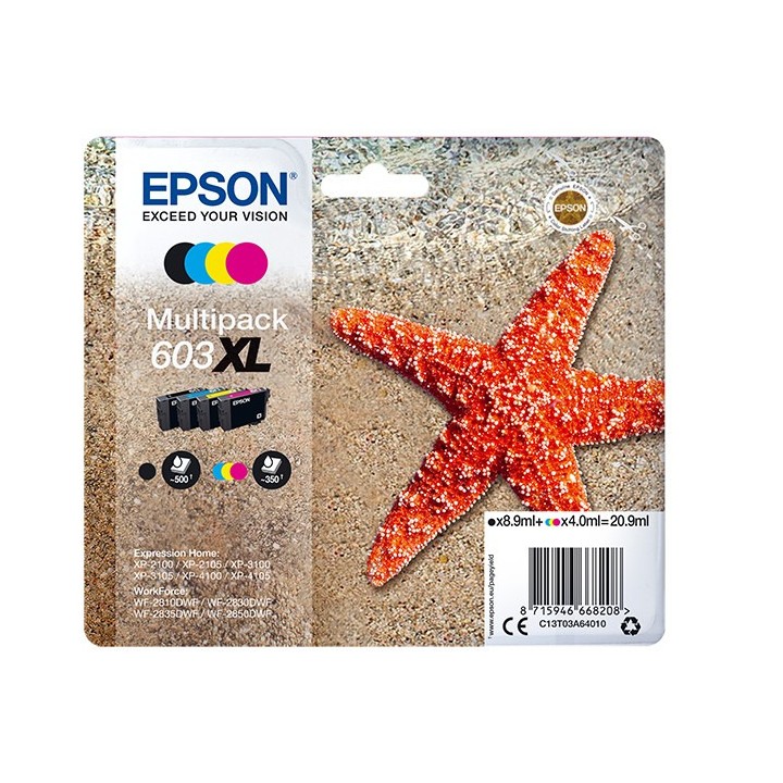 Tinta Original EPSON 603XL C13T03A64010 Multipack 4 Cartuchos
