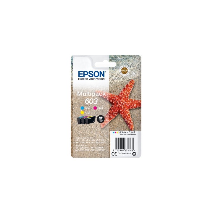 Tinta Original EPSON 603 C13T03U54010 Pack de 3 Cartuchos (Cyan Magenta Amarillo)