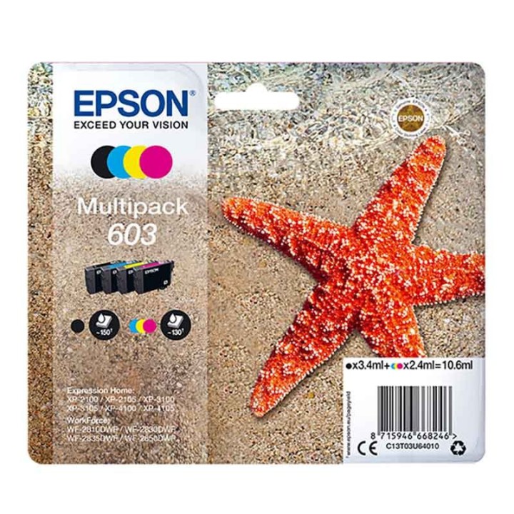 Tinta Original EPSON 603 C13T03U64010 Multipack 4 Cartuchos