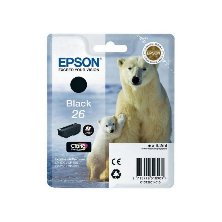Tinta Original EPSON 26 T2601 C13T26014010 Negro