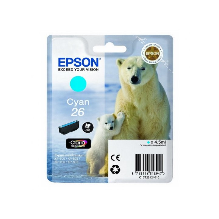 Tinta Original EPSON 26 T2612 C13T26124010 Cyan