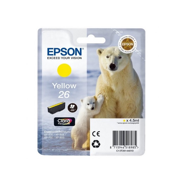 Tinta Original EPSON 26 T2614 C13T26144010 Amarillo