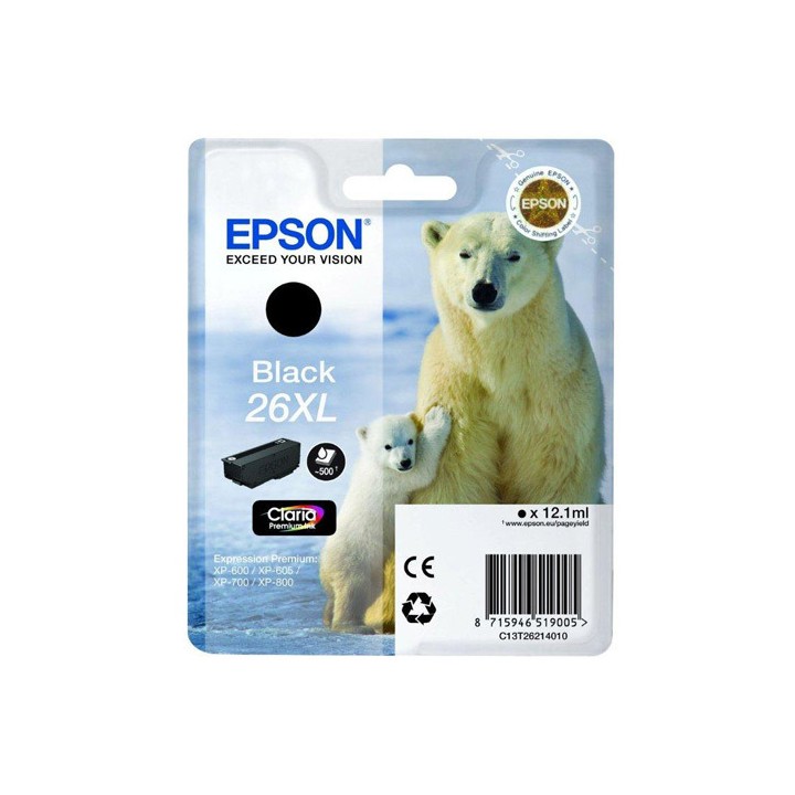 Tinta Original EPSON 26XL T2621 C13T26214010 Negro