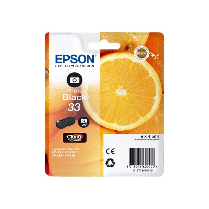 Tinta Original EPSON 33 T3341 C13T33414012 Negro Photo