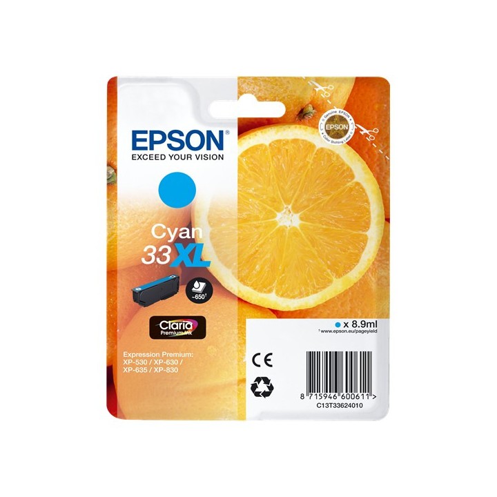 Tinta Original EPSON 33XL T3362 C13T33624012 Cyan