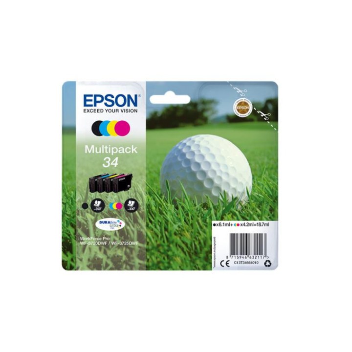 Tinta Original EPSON T3466 C13T34664010 Multipack 4 Cartuchos