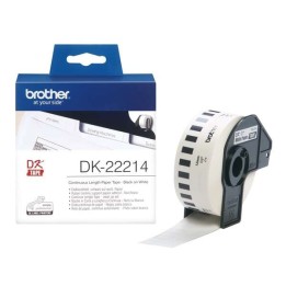 DK22214 BROTHER Etiquetas Adhesivas Originales - 12mm x 30 48 metros - Texto Negro fondo Blanco
