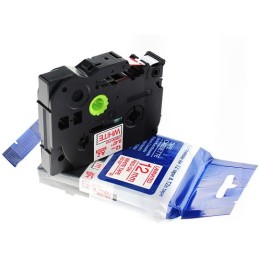 TZe131 BROTHER Etiquetas Adhesivas Compatibles - 12mm x 8M - Texto Negro fondo Transparente