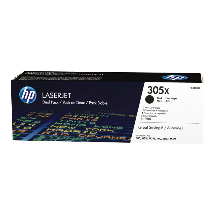 DESCATALOGADO - Toner Original HP CE410XD (305X) (Pack 2 Uds) Negro para Laserjet PRO400 color M451