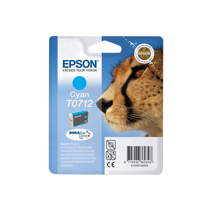 Tinta Original EPSON T0712 C13T07124012 Cyan para D78 DX4050