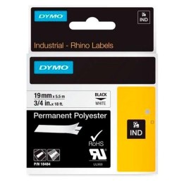 ID1-19 (18484) DYMO Etiquetas Adhesivas Originales 19mm x 1mm x 5 5M Negro Blanco (S0718220)