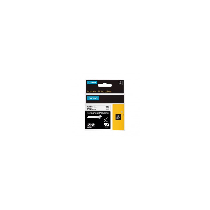 ID1-12 (18483) DYMO Etiquetas Adhesivas Originales 12mm x 1mm x 5 5M Negro Blanco