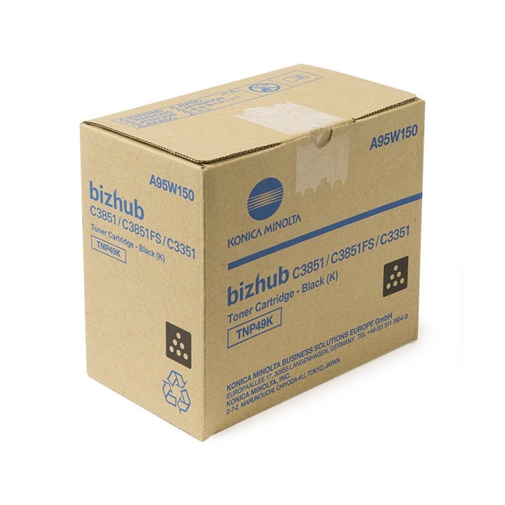 Toner Original KONICA MINOLTA TNP49K A95W150 Negro para Bizhub C3351 C3851 (13k)