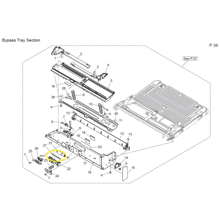 A02E597600 ORI. KONICA MINOLTA BYPASS TRAY SECTION GUIDE