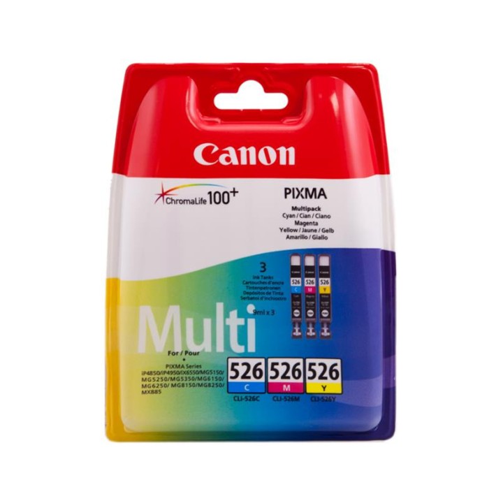 Tinta Original CANON CLI526 4541B009 Pack de 3 Cartuchos (Cyan Magenta Amarillo)
