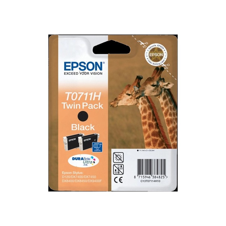 Tinta Original EPSON T0711H C13T07114H10 Negro Pack 2 Uds