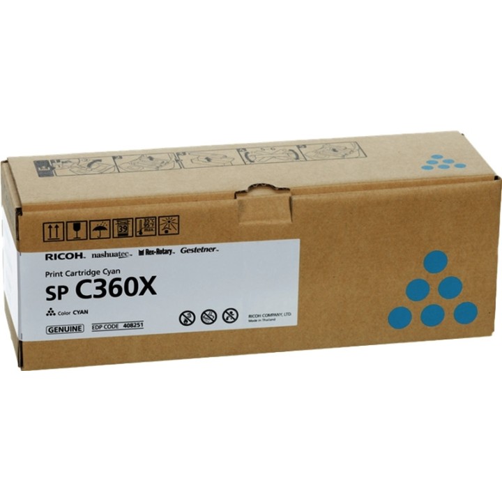 Toner Original RICOH 408251 Tipo SPC360X Cyan para Aficio SP C361 (9k)