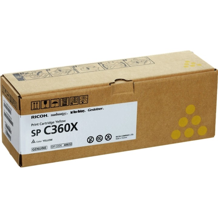 Toner Original RICOH 408253 Tipo SPC360X Amarillo para Aficio SP C361 (9k)