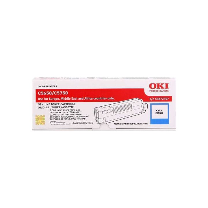 Toner Original OKI 43872307 Cyan para C5650 C5750 (2k)