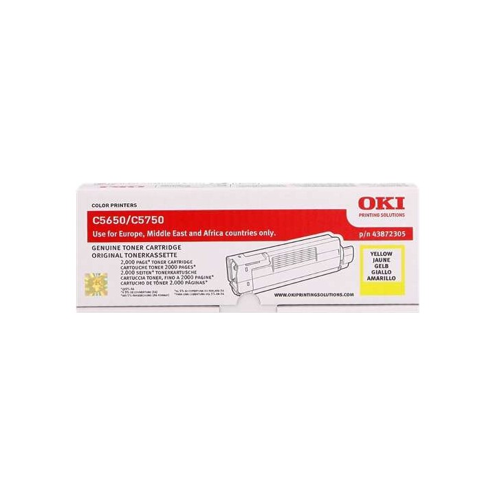 Toner Original OKI 43872305 Amarillo para C5650 C5750 (2k)