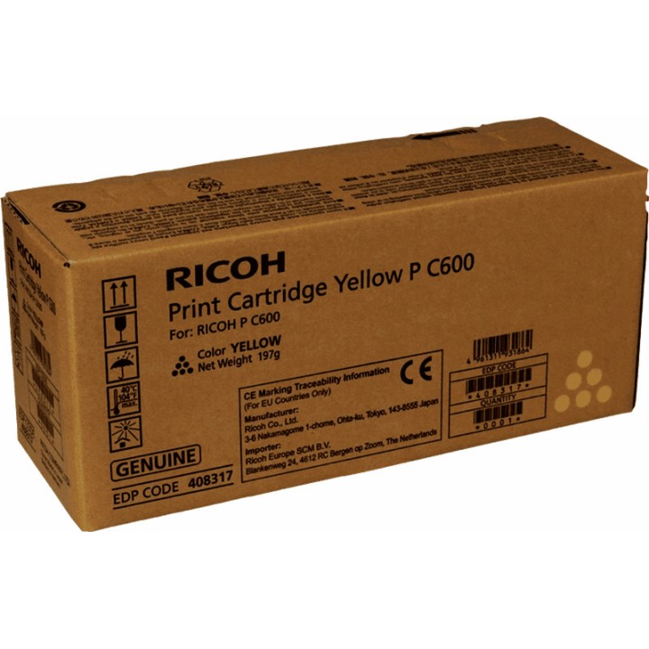 Toner Original RICOH 408317 Tipo P C600 Amarillo para P C600 (13k)