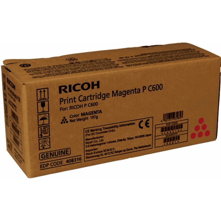 Toner Original RICOH 408316 Tipo P C600 Magenta para P C600 (13k)