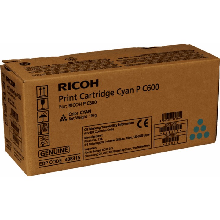 Toner Original RICOH 408315 Tipo P C600 Cyan para P C600 (13k)