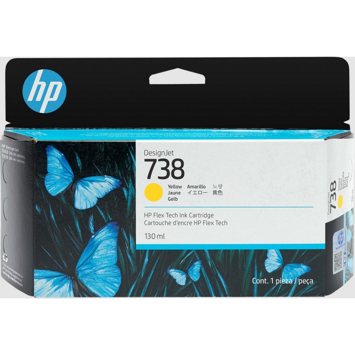 Tinta Original HP 738 498N7A Amarillo para Designjet T850 T950 (130 ml)